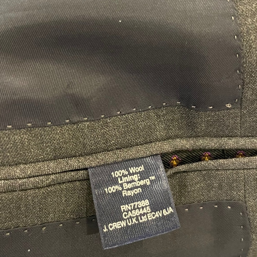 J.Crew Loro Piana Ludlow Suit Jacket Mens 38S Dark Gray Super 120s Wool Blazer - Picture 14 of 14